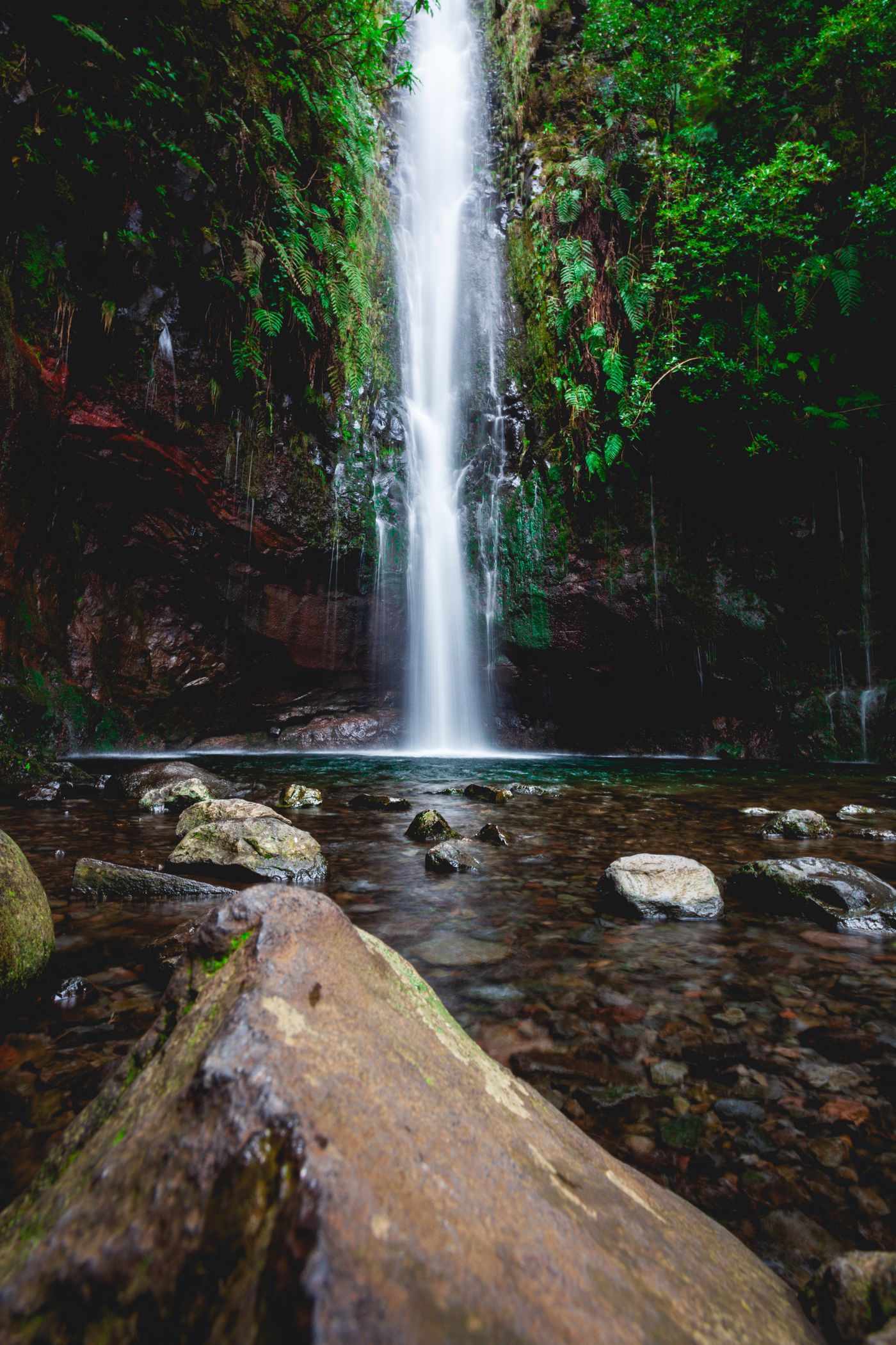A waterfall and pool at the Twenty-Five Fountains, Rabaçal